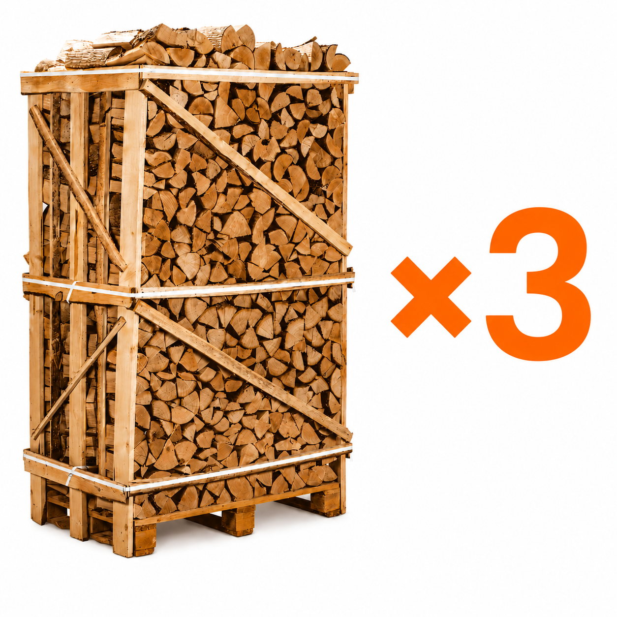 03 pallets Haardhout mix 1,8 kuub - Eik Beuk - 25 cm